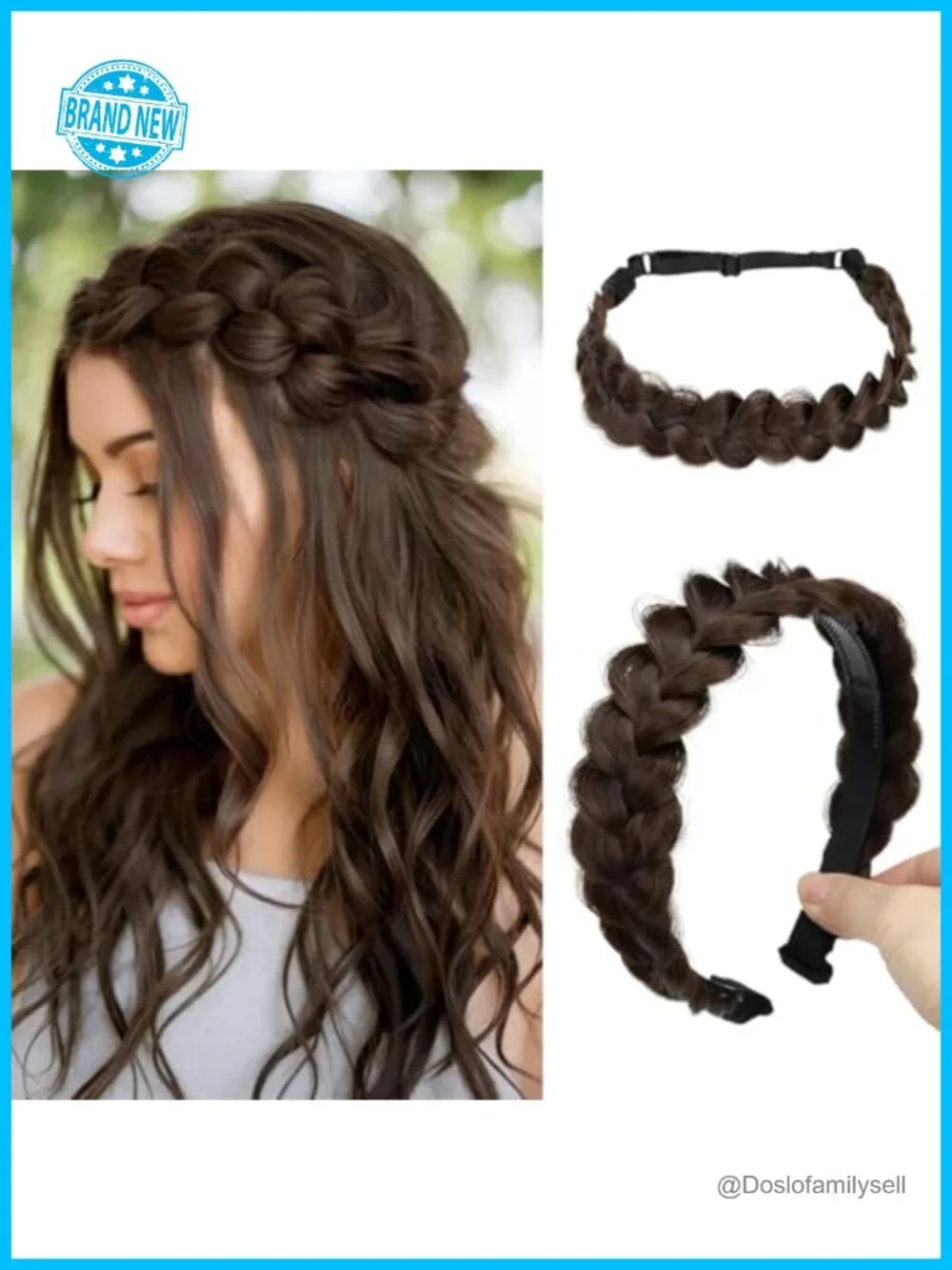 2PCs Braided Headbands Women Handmade Elastic Stretch Hair Hoops Accessories